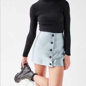 uo florence taffeta button front mini skirt